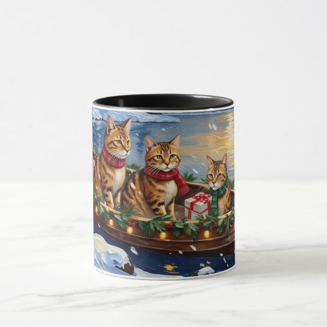 Abyssinian Cat Christmas Boat Holiday Mugg (Center)