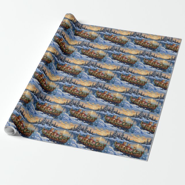 Abyssinian Cat Christmas Boat Holiday Presentpapper (Utrullad)