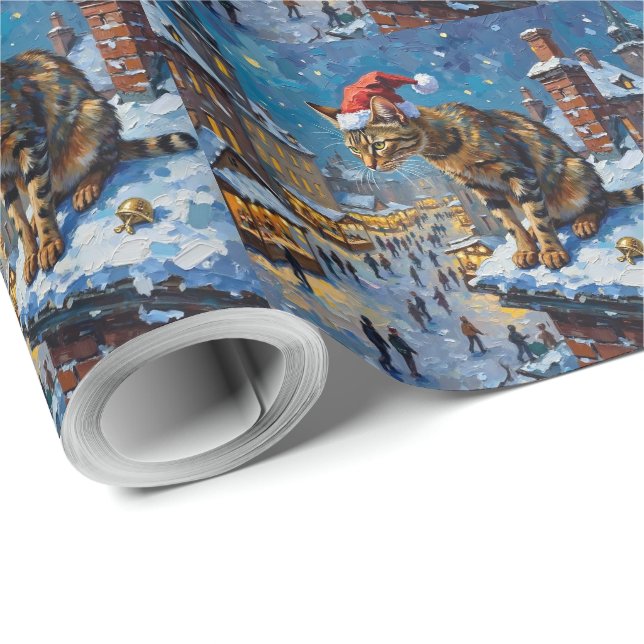 Abyssinian Cat Christmas Market Spy Holiday Presentpapper (Rulle Hörn)