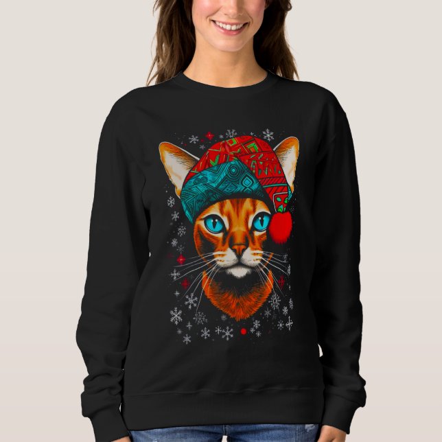 Abyssinian Cat Christmas T Shirt (Framsida)