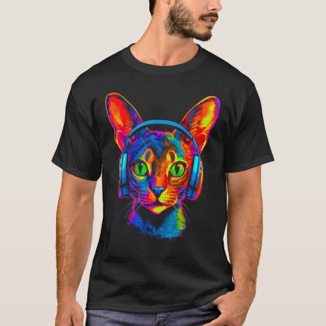 Abyssinian Cat DJ Festival T Shirt (Framsida)