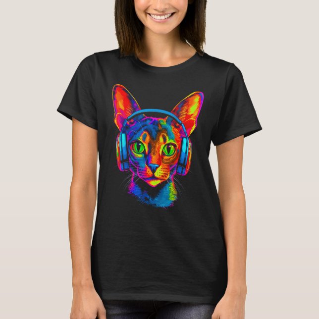 Abyssinian Cat DJ Festival T Shirt (Framsida)