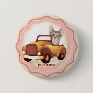 Abyssinian Cat Driving Car Knapp