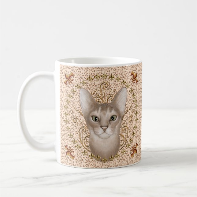 Abyssinian Cat Fleur De Lis mugg (Vänster)