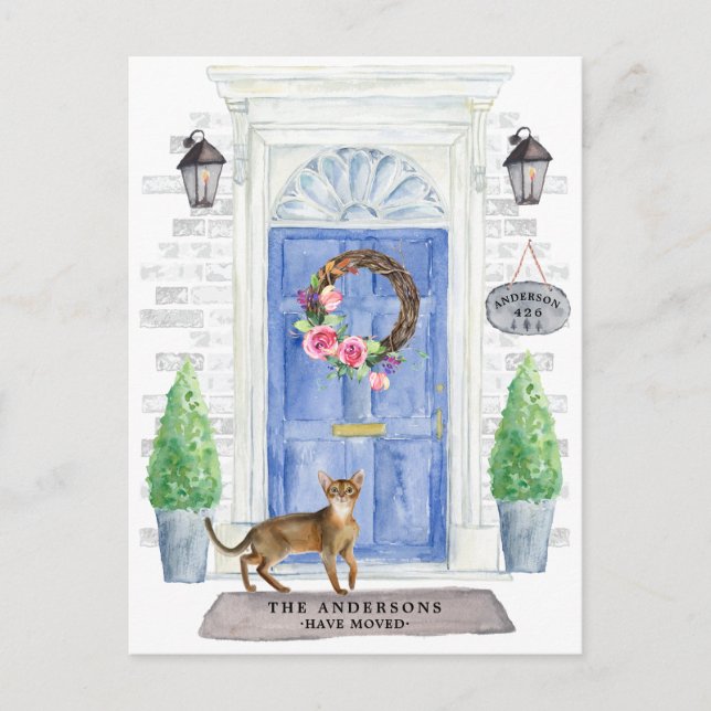 Abyssinian Cat Flytta Announement Postcard Vykort (Framsida)