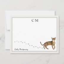 Abyssinian Cat Grått Gräns Monogram och Namn