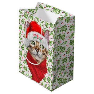 Abyssinian Cat Ho Ho Ho Santa Hat Meowy jul