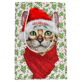 Abyssinian Cat Ho Ho Ho Santa Hat Meowy jul