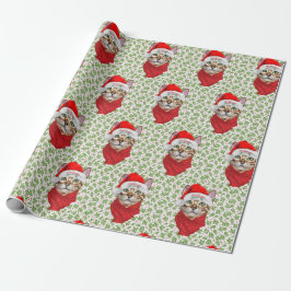 Abyssinian Cat Ho Ho Ho Santa Hat Meowy jul Presentpapper
