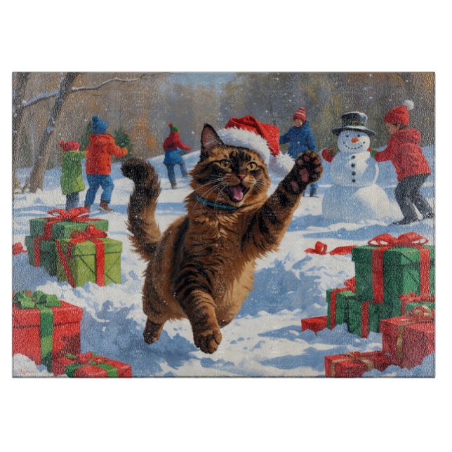 Abyssinian Cat jul Festive Snö Scene (Framsidan)