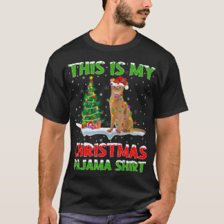 Abyssinian Cat Julafton Träd Ljus är det här min j T Shirt