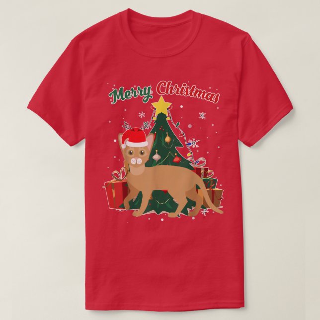 Abyssinian Cat Julgran Snö Flakes Julafton Pre T Shirt (Design framsida)