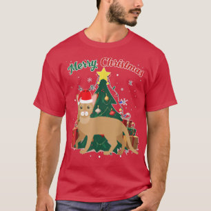 Abyssinian Cat Julgran Snö Flakes Julafton Pre T Shirt