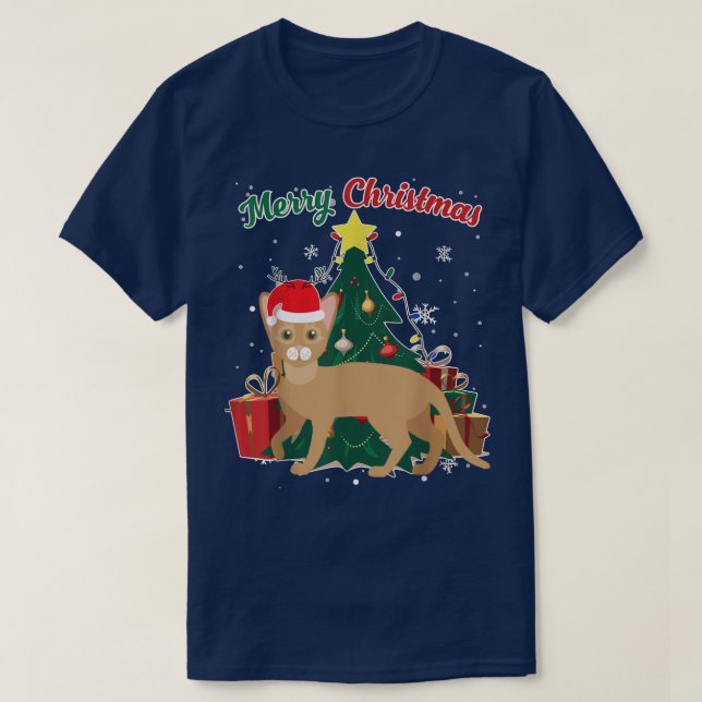 Abyssinian Cat Julgran Snö Flakes Julafton Pre T Shirt (Design framsida)