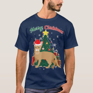 Abyssinian Cat Julgran Snö Flakes Julafton Pre T Shirt