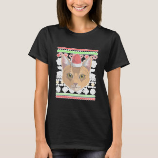 Abyssinian Cat Kitty Santa Claus Ugly T Shirt
