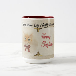 Abyssinian Cat Meowy jul Watercolor Art Holi Två-Tonad Mugg