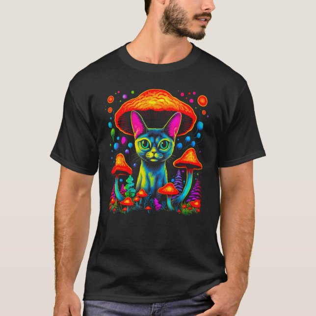 Abyssinian Cat Mushroom T Shirt (Framsida)