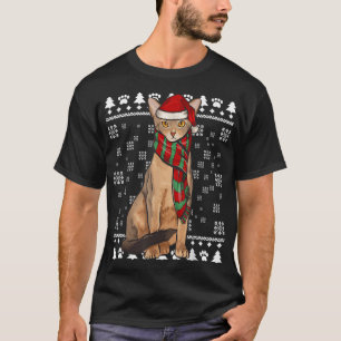 Abyssinian Cat Santa Hat Julafton Ugly jul T Shirt