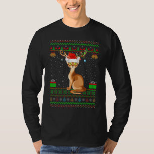 Abyssinian Cat Santa Hat Matching Ugly Abyssinian T Shirt