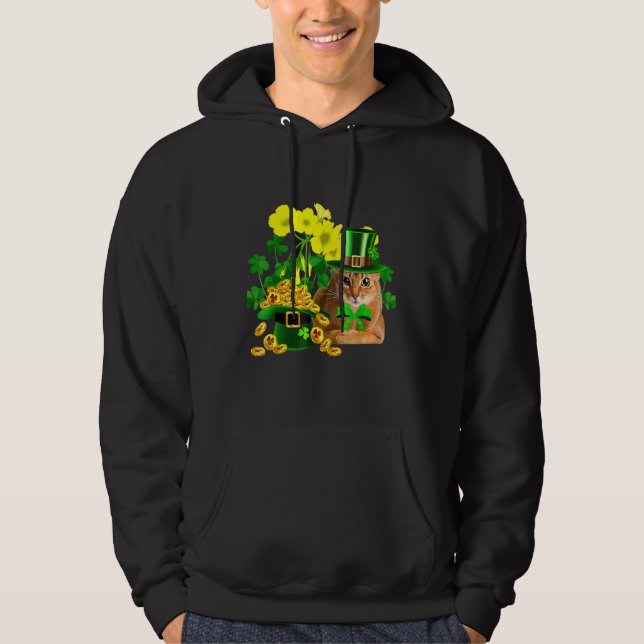 Abyssinian Cat St patricks day Leprechaun Cat Hoodie (Framsida)