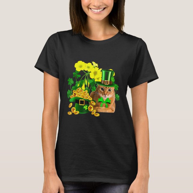Abyssinian Cat St patricks day Leprechaun Cat T Shirt (Framsida)
