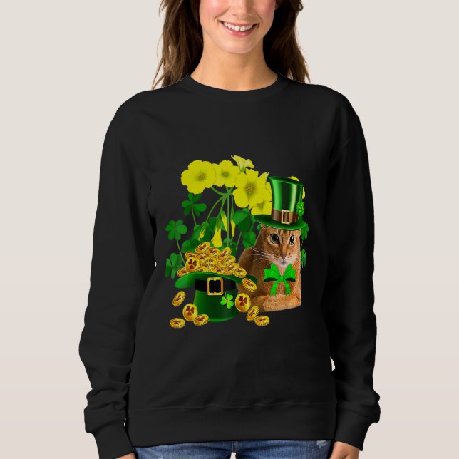 Abyssinian Cat St patricks day Leprechaun Cat T Shirt (Framsida)