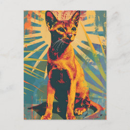 Abyssinian Cat Vintage Art Vykort