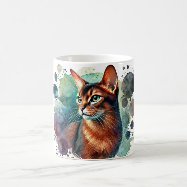 Abyssinian Cat Watercolor Mugg (Center)