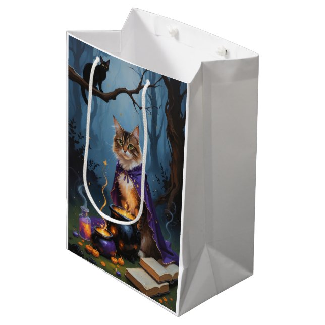 Abyssinian Cat Whimsical Halloween Painting (Framsidan Vinklad)