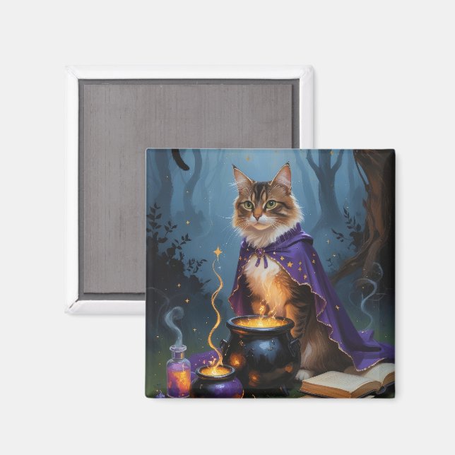 Abyssinian Cat Whimsical Halloween Painting Magnet (Front/Back)