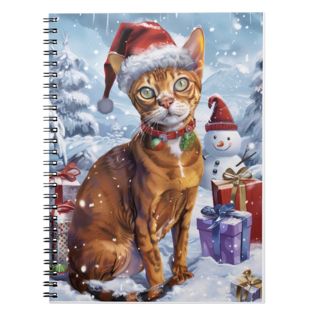 Abyssinian Cat Winter Wonderland jul Joy Anteckningsbok (Framsidan)