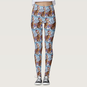 Abyssinian Cat Winter Wonderland jul Joy Leggings