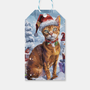 Abyssinian Cat Winter Wonderland jul Joy Presentetikett