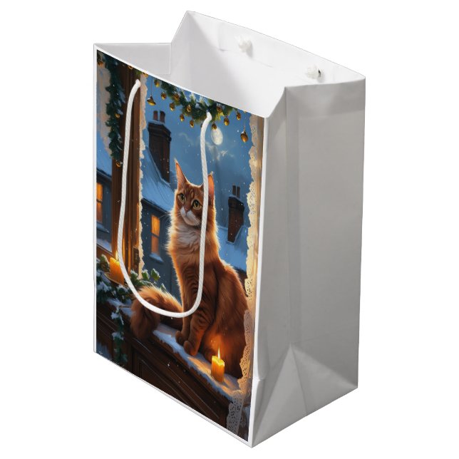 Abyssinian Cat With Christmas Lights Holiday (Framsidan Vinklad)