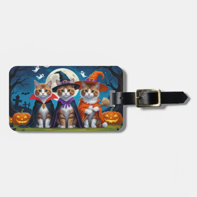 Abyssinian Cats Pumpkin Halloween Funny Bagagebricka (Horisontell Framsida)