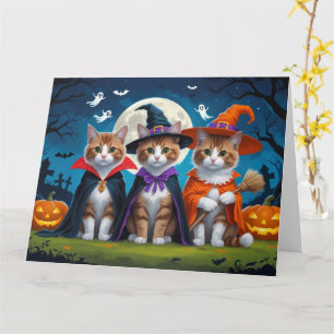 Abyssinian Cats Pumpkin Halloween Funny Kort