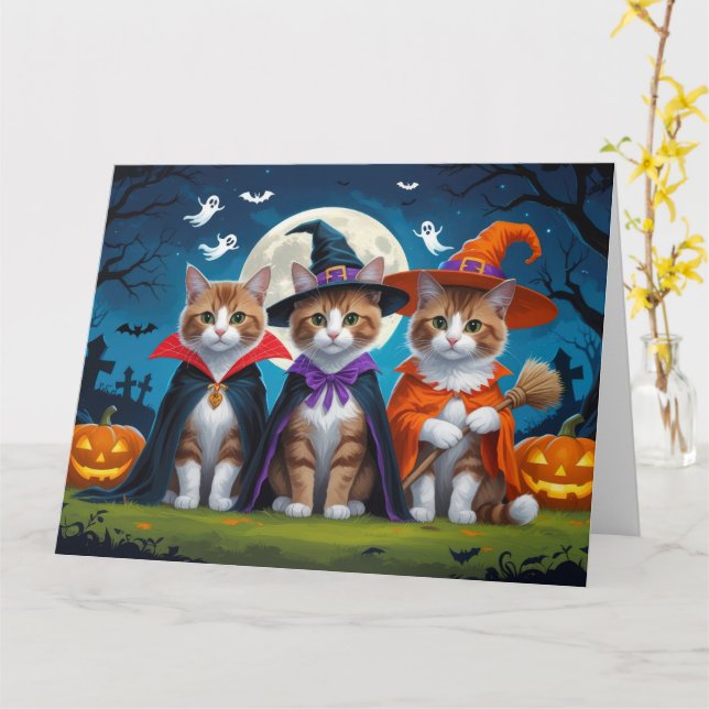 Abyssinian Cats Pumpkin Halloween Funny Kort (Gul blomma)