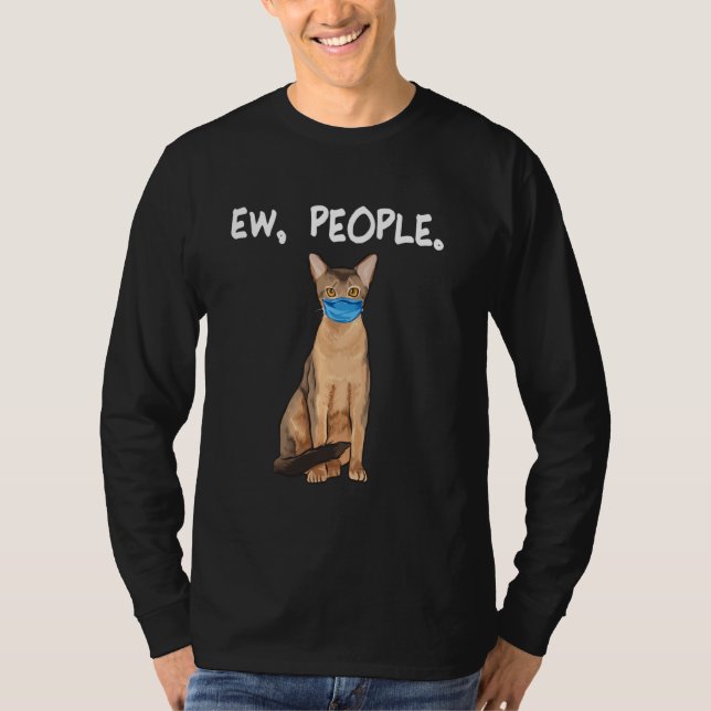 Abyssinian Ew People Cat Wearing Ansikte Mask T Shirt (Framsida)