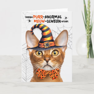 Abyssinian Halloween Cat PURRanormal MEOWolween Helgkort