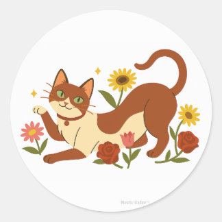 Abyssinian i prästkragar Klassisk rund sticker Runt Klistermärke