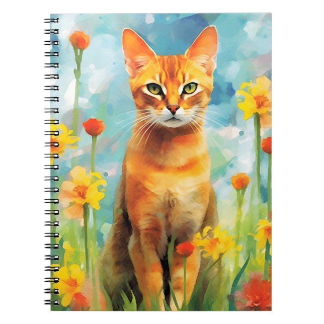 Abyssinian-kattfärgade vattenfärgade teckningar anteckningsbok (Framsidan)