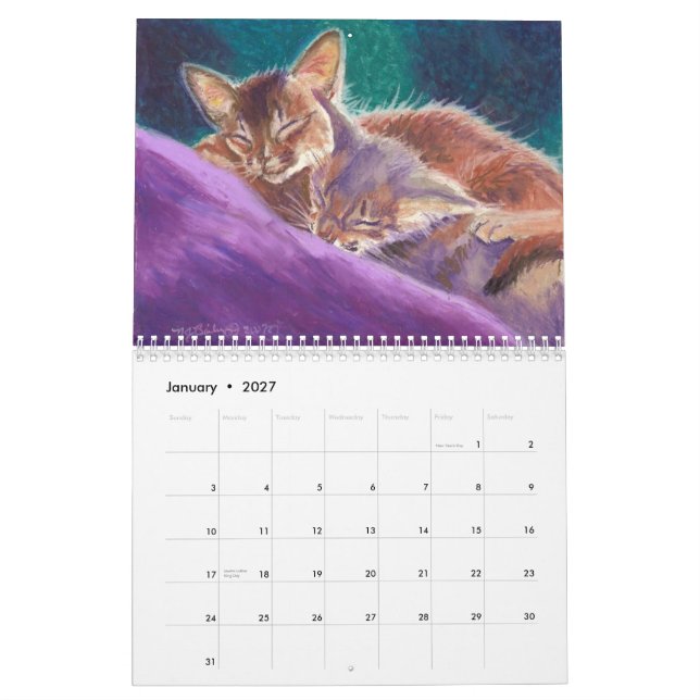 Abyssinian och somalisk kalender för katter 2015 (Jan 2027)