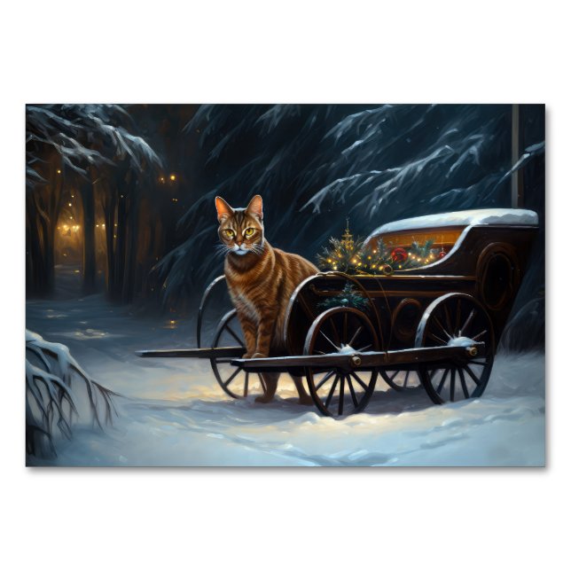 Abyssinian Snowy Sleigh Ride Juldekan Bordsnummer (Framsidan)