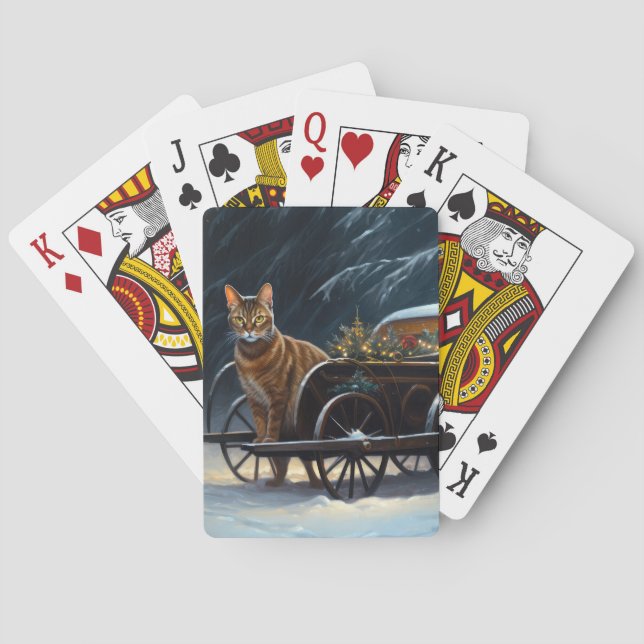Abyssinian Snowy Sleigh Ride Juldekan Casinokort (Baksidan)