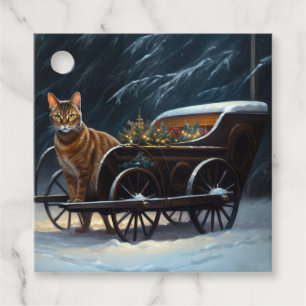 Abyssinian Snowy Sleigh Ride Juldekan Gåvor Etiketter