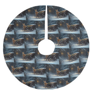 Abyssinian Snowy Sleigh Ride Juldekan Julgransmatta Borstad Polyester