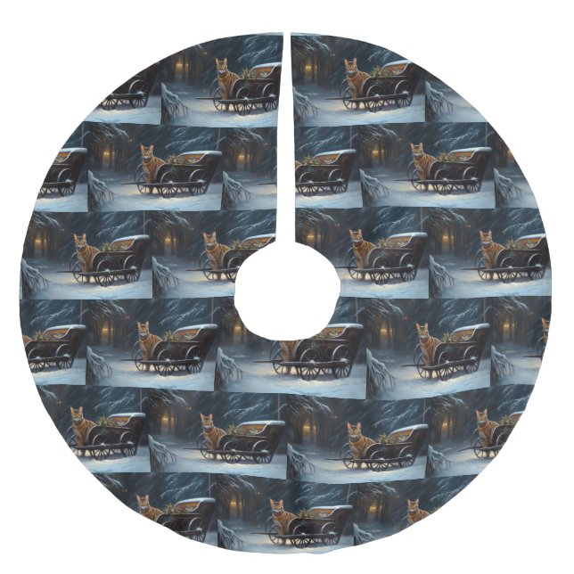 Abyssinian Snowy Sleigh Ride Juldekan Julgransmatta Borstad Polyester (Framsidan)