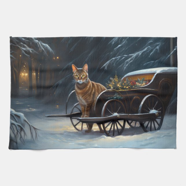 Abyssinian Snowy Sleigh Ride Juldekan Kökshandduk (Horisontell)