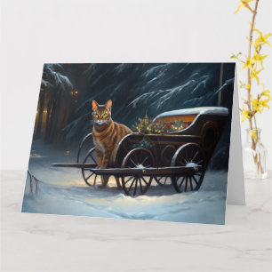 Abyssinian Snowy Sleigh Ride Juldekan Kort